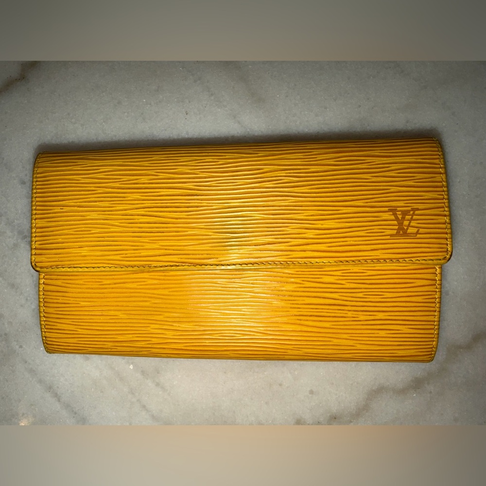 Louis Vuitton Mustard Textured Clutch